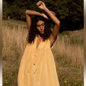 Daughters Of India yellow gauze dress